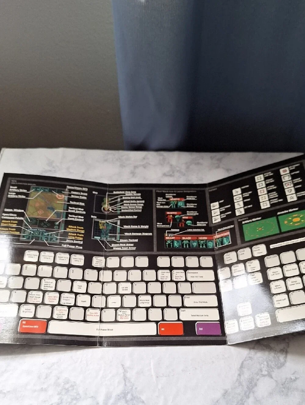 MechCommander Keyboard / Interface Reference Card - Teal